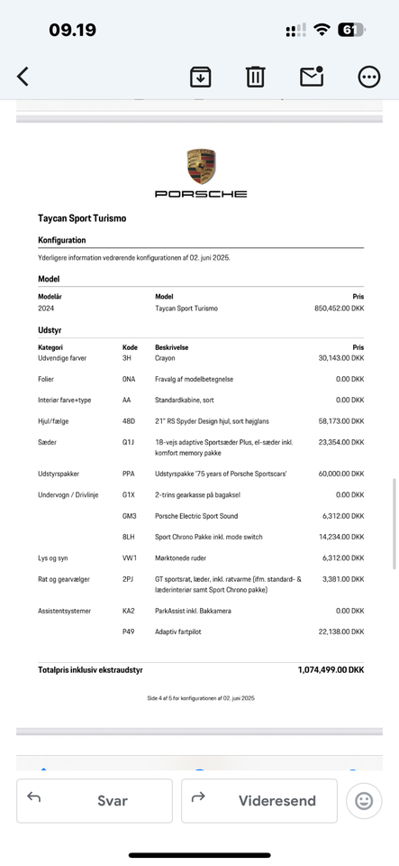 Porsche Taycan Performance+ 75 Years Sport Turismo 5d