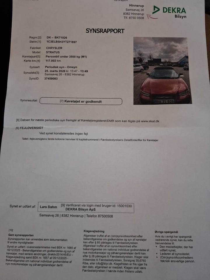 Chrysler Stratus 2,5 LX Convertible aut. 2d