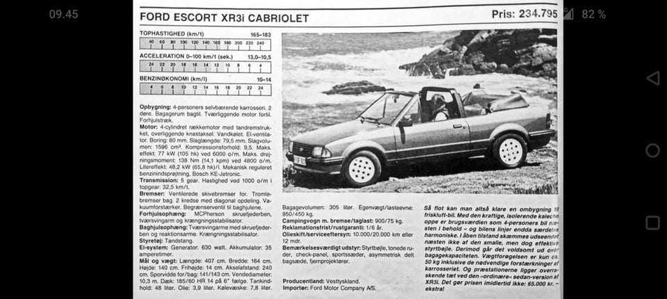 Ford Escort 1,6 XR3i Cabriolet 2d