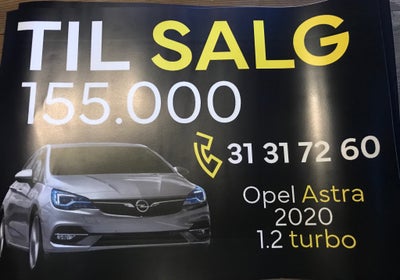 Opel Astra 1,2 T 110 Elegance Sports Tourer Benzin modelår 2020 km 688000 Sort ABS airbag service ok