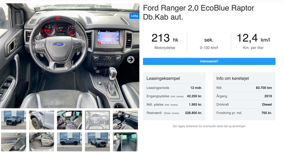 Ford Ranger 2,0 EcoBlue Raptor Db.Kab aut. 4d