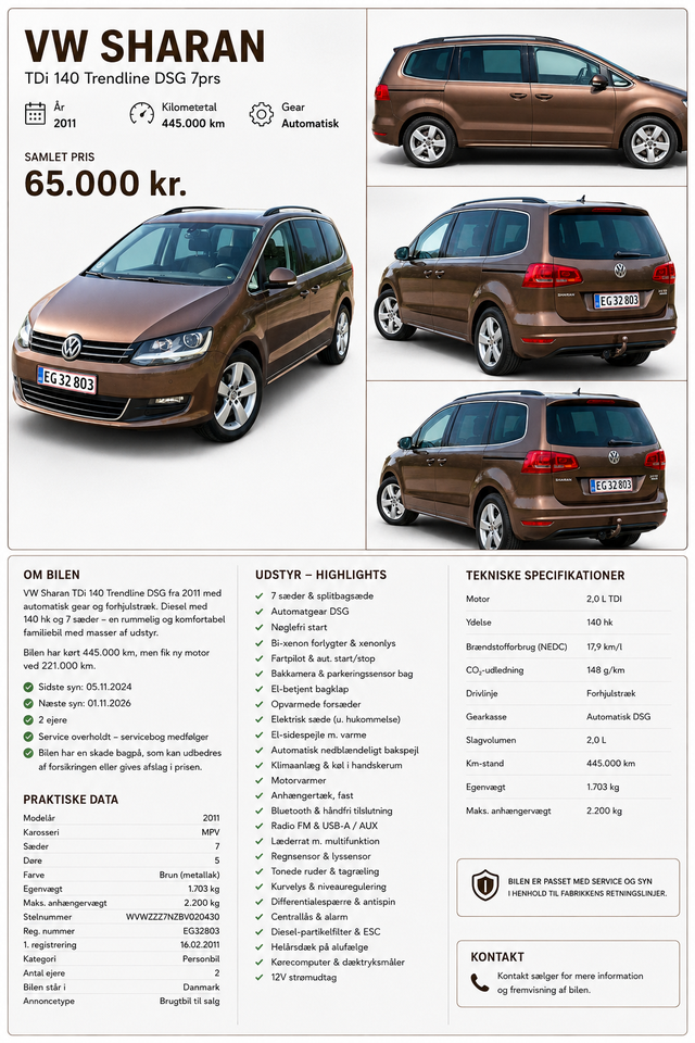 VW Sharan 2,0 TDi 140 Comfortline DSG BMT 7prs 5d
