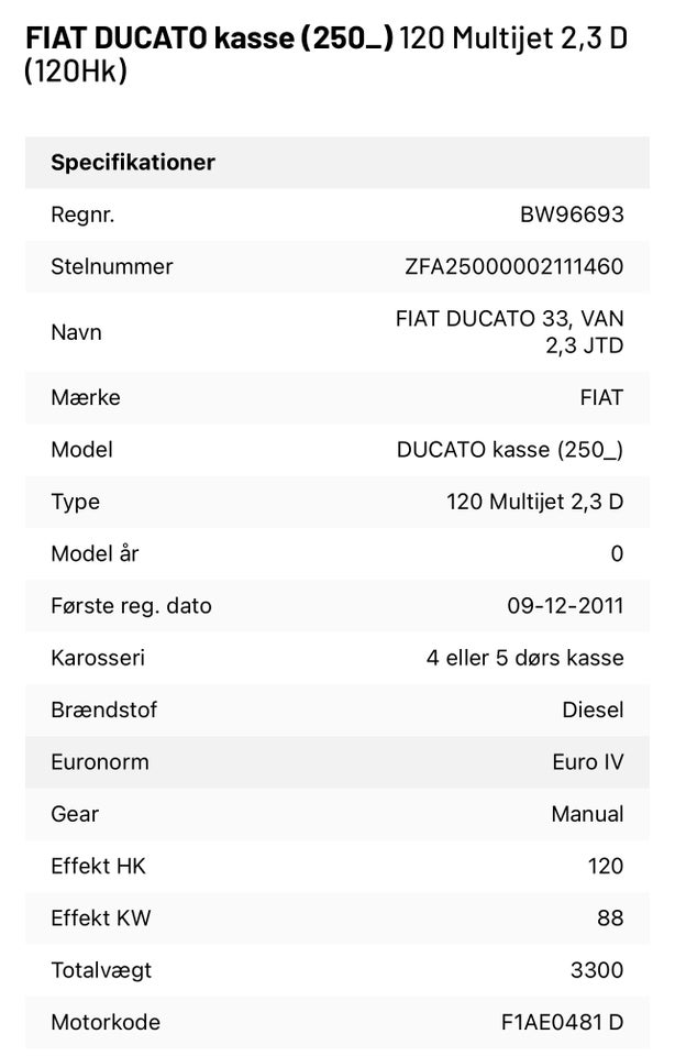Fiat Ducato 33 2,3 JTD 120 Kassevogn L3H2 5d