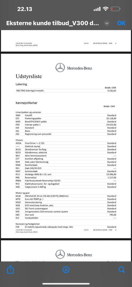 Mercedes V300 d 2,0 aut. XL