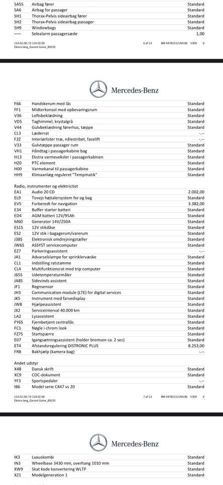 Mercedes V300 d 2,0 aut. XL