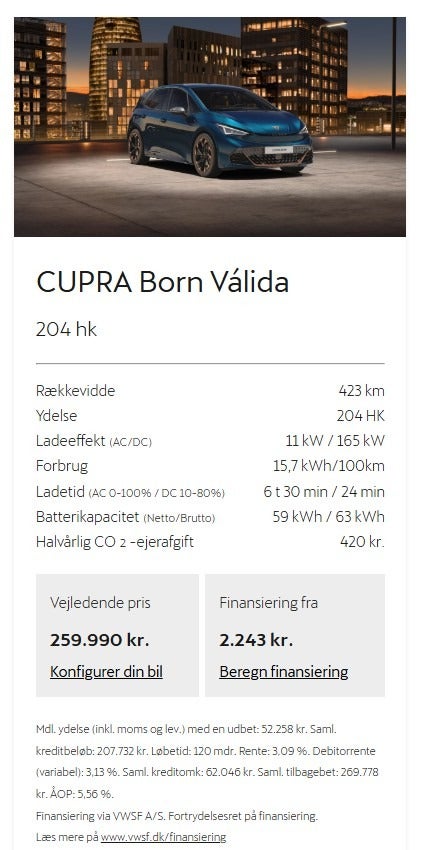 Cupra Born 59 Válida 5d