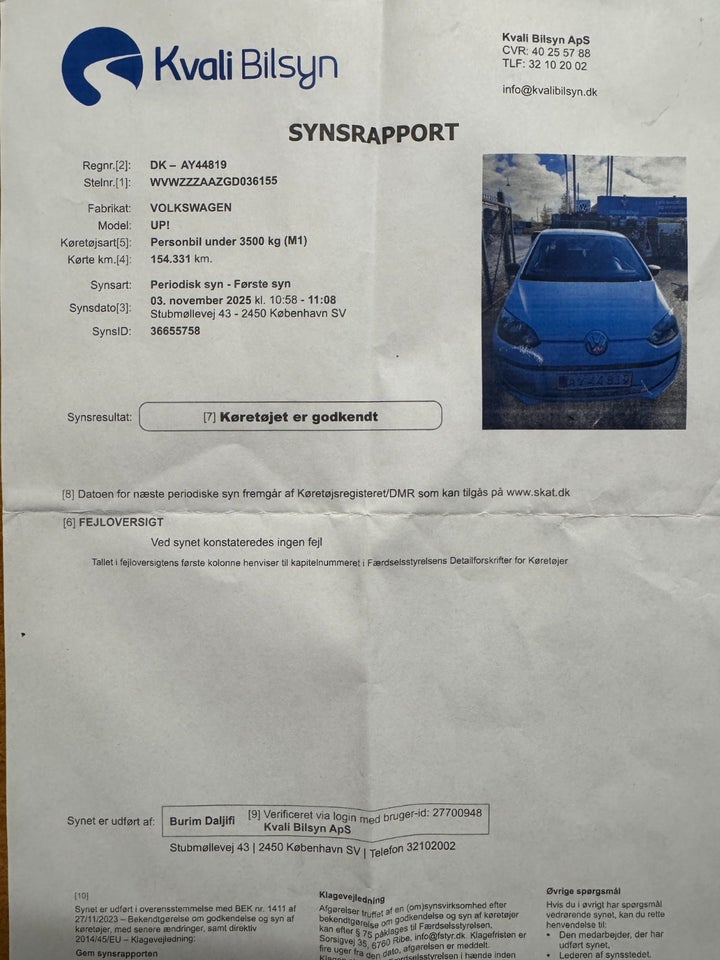 VW Up! 1,0 60 Take Up! BMT 3d