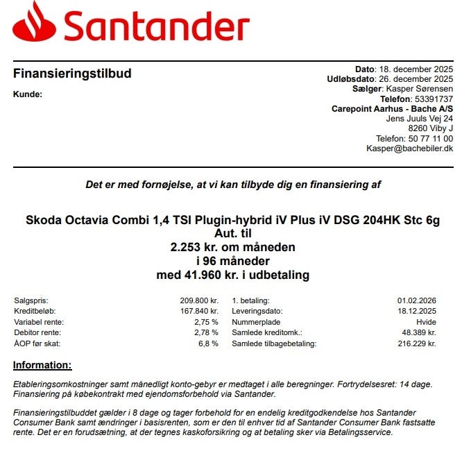 Skoda Octavia 1,4 TSi iV Plus Combi DSG 5d