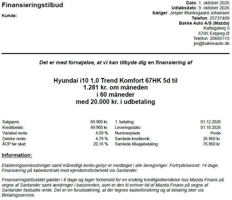 Hyundai i10 1,0 Trend Komfort 5d