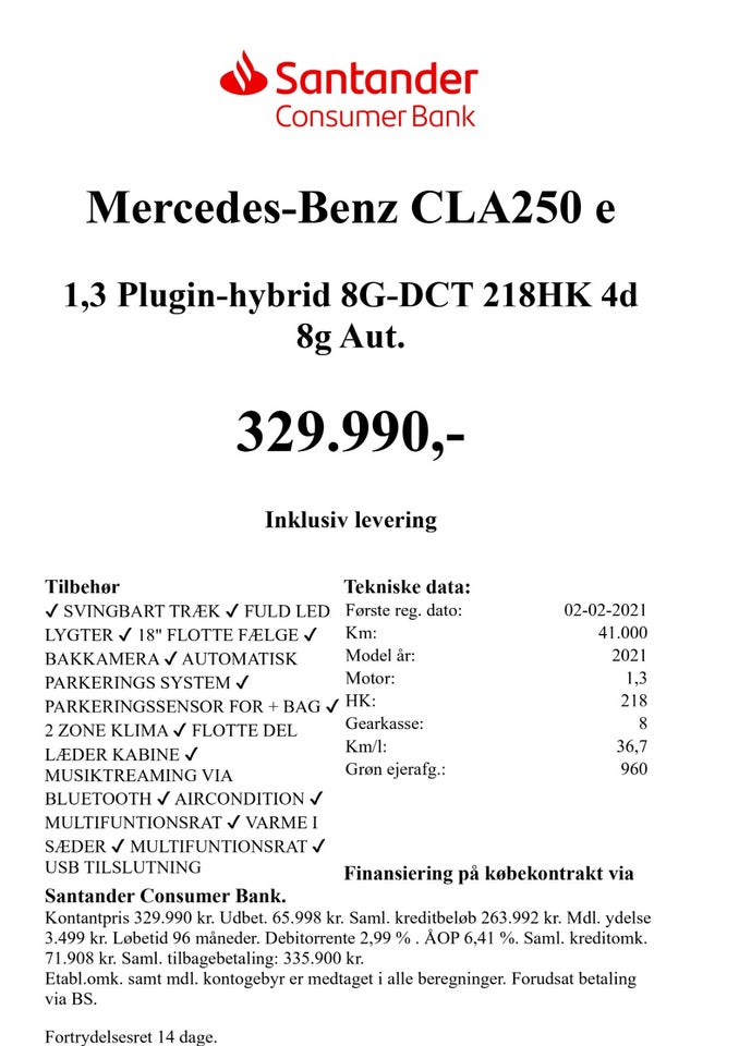 Mercedes CLA250 e 1,3 Advantage Coupé aut. 4d