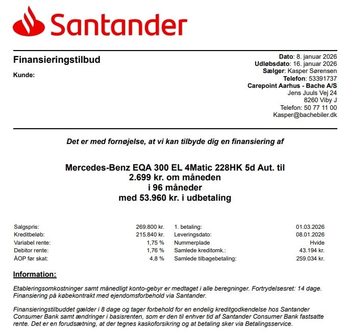 Mercedes EQA300 Progressive 4Matic 5d